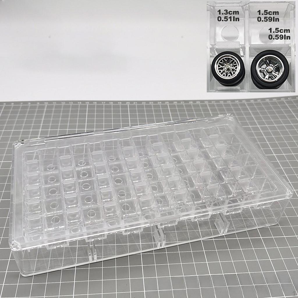 1/64 Model Car Wheel Storage Box Acrylic Display Case Organizer Clear for Boys Kids Adults