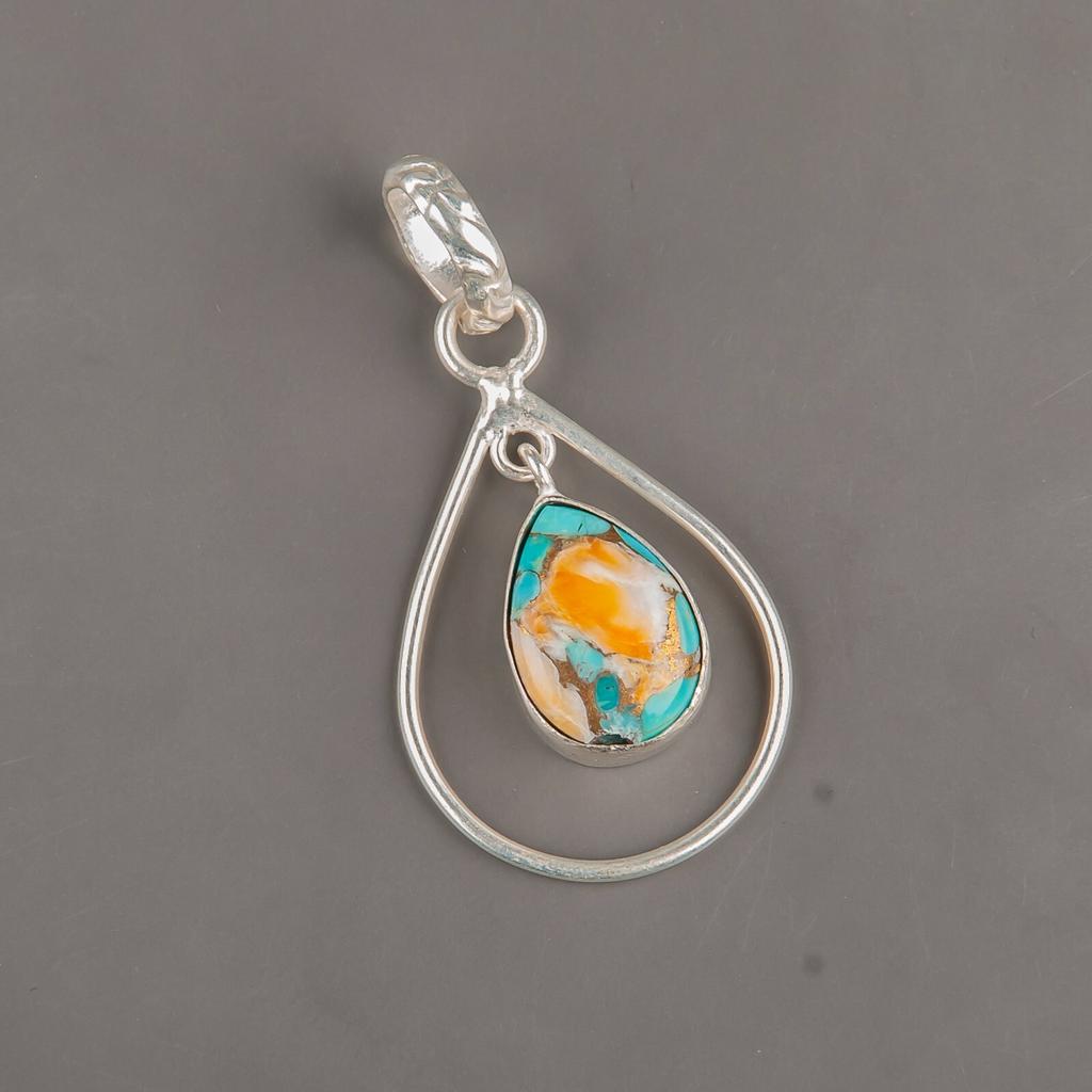 Spiny Oyster Gemstone 925 Sterling Silver Jewelry Pendant 1.60" Anniversary Gift PP-3-33