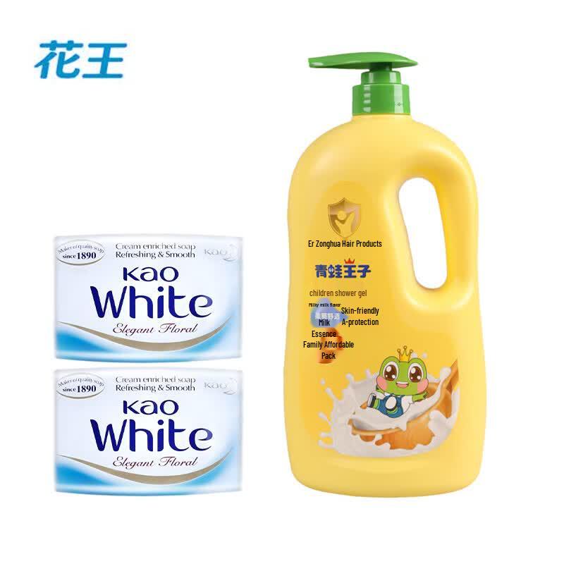 Kao Elegant Floral Soap (2-Pack)  Frog Prince Kids Shower Gel 1.1L Bundle