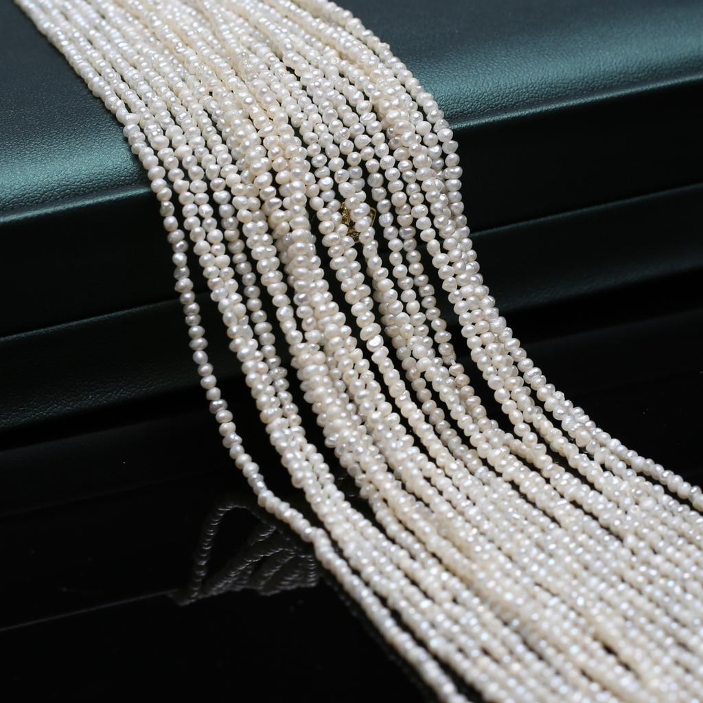 1String, White Natural Freshwater Pearls, Boho Handmade Punch Pearl Beads for Jewelry Making DIY Necklaces Crafts (Beads 1.8-2mm, Length 36cm)