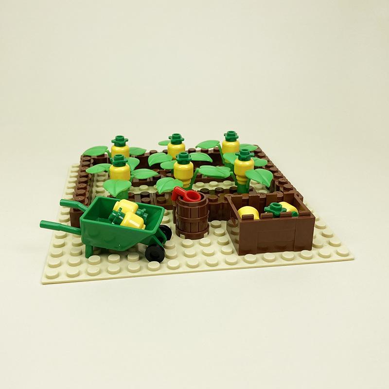 Ovly Bauernhof Ananas Boden MOC Gemüse Obst Teile Set Wagen DIY Baustein Set Kinder Geschenk mit Anleitung