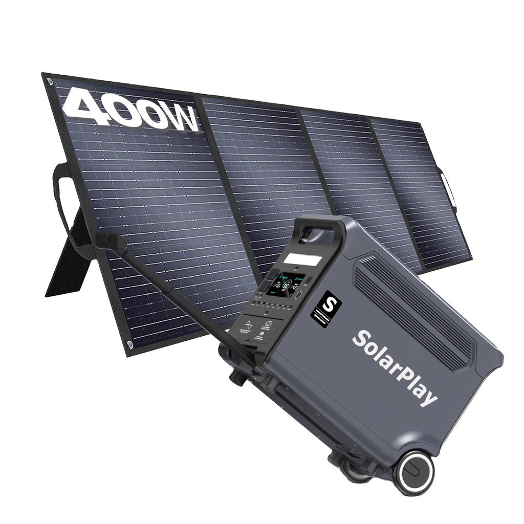 SolarPlay 3600W 3840Wh Portable Power Station with 400W Foldable Solar Panel Solar Generator Kit Camp Power Outdoor Power Bank