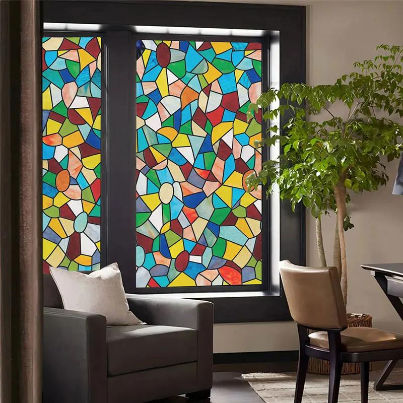 Retro Electrostatic Frosting Adhesive Free Art Painting Privacy Protection Window Film Stained Glass European Style Glass Film