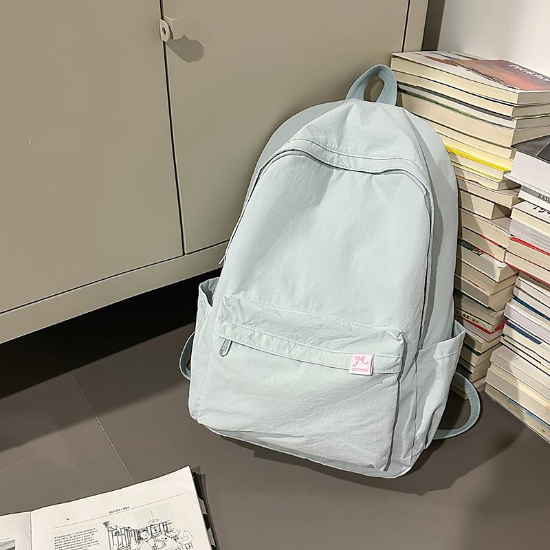 Solid Color Student Schoolbag Women's Large Capacity Backpack Men's Travel Backpack