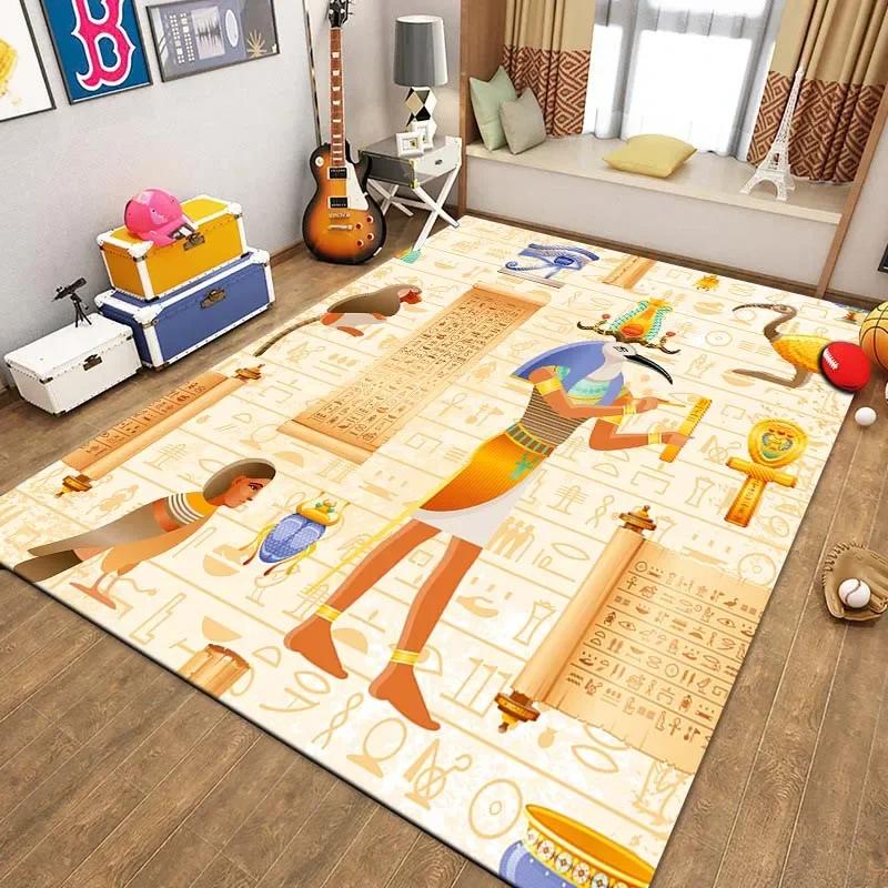Ägyptische Pharaonische Malerei Teppiche für Schlafzimmer Heimdeko Altes Ägypten Gott Katze Anubis Teppich Fußmatten für Wohnzimmer Rutschfest