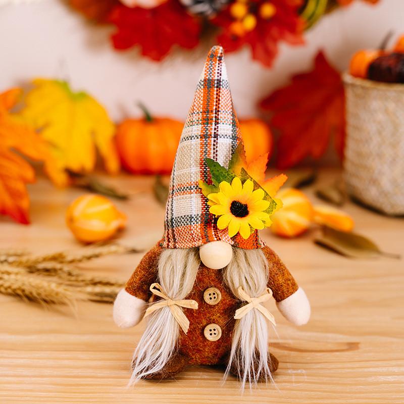 

Thanksgiving Decor Whimsical Featuring No Face Doll Goblin With Sunflowers And Leaves Maple
