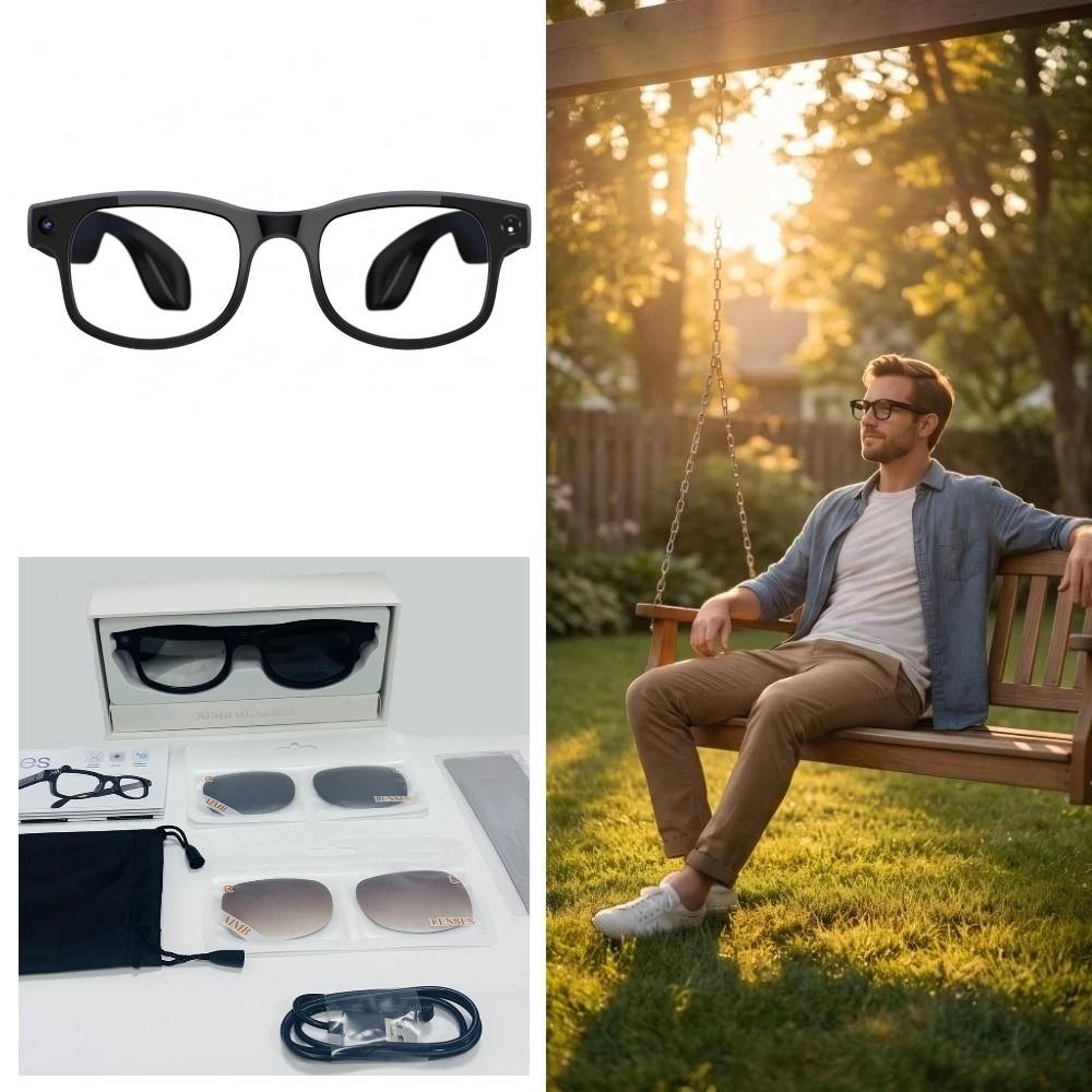 2-in-1 Intelligente KI-Brille Echtzeitübersetzung Intelligente Brille Musik Hören