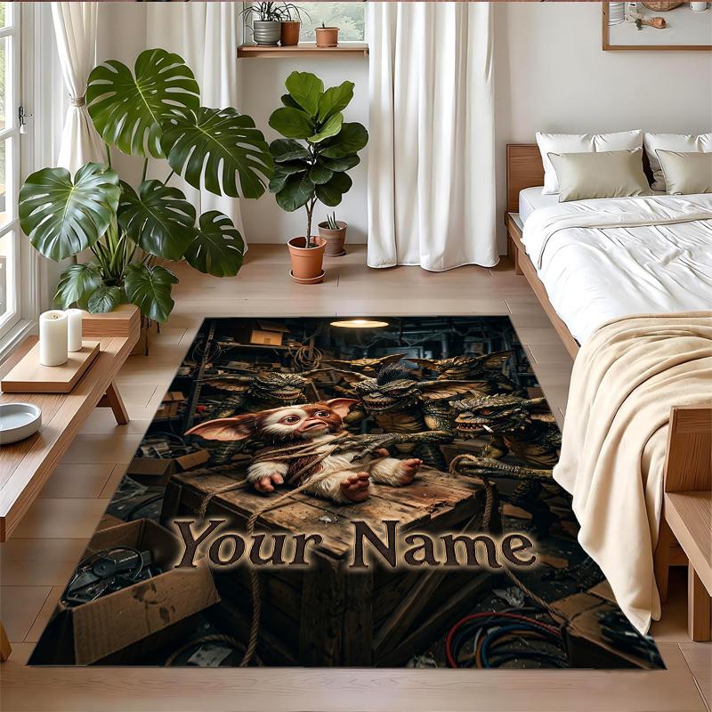 Crystal Velvet Rug Custom Name Text, Soft Non Slip Floor Mat Home DecorGremlins Gizmo