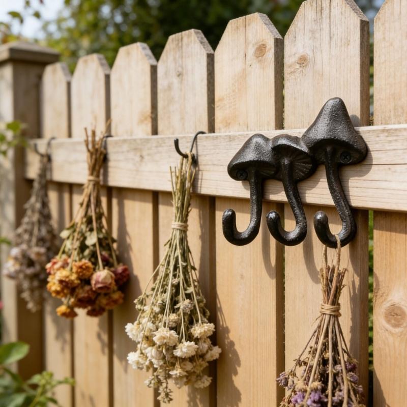 Wall Mounted Metal Mushroom Wall Hook Rack Key Hat and Bag Holder with Dark Finish for Entryway Bedroom Storage