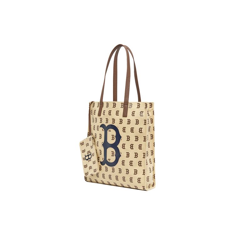 MLB Monogram Series All Over Print Shoulder Bag Polyester Square Tote Women bags Khaki 3AORL011N-43BGS
