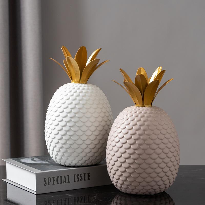 Europäischer Stil Ananasform Handwerksdekoration Simulationsfrucht Streifenstatue Kreativ Niedlich Kinderzimmer Heimdekoration Neu