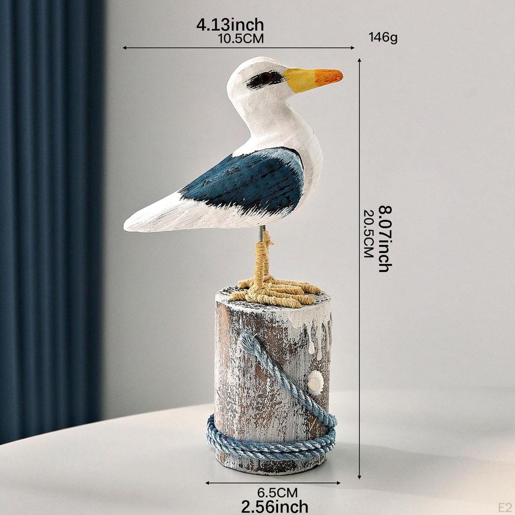 Seagull Statue with Base Desktop Ornament Artwork Creative Animal Sculpture Sea Bird Figurine for