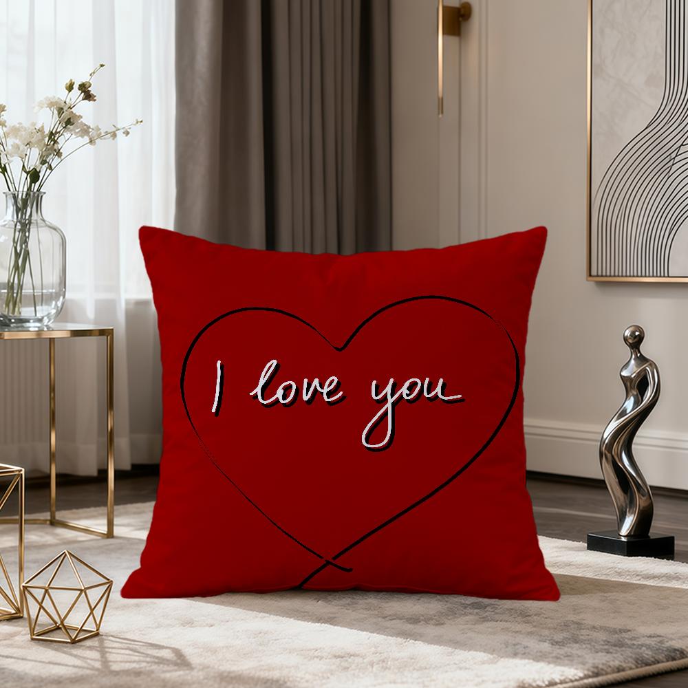 Fashion Modern White Day Loveyou Art Valentines Day Soft Comfort Pillowcase Sofa Nap Living Room Party Home Decor Pillowcover