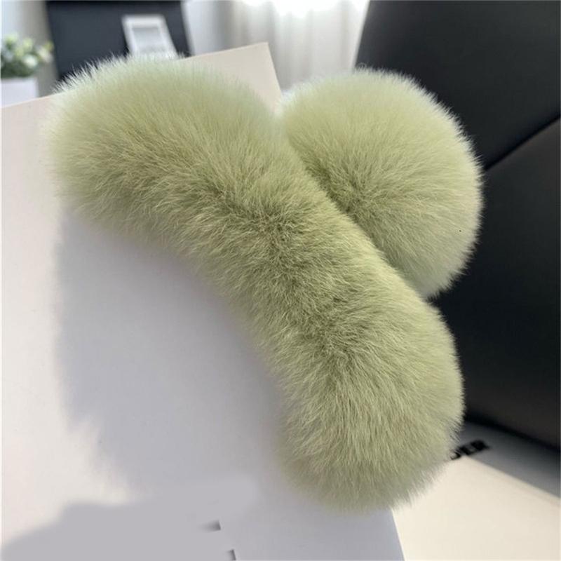 2Pcs Large Size Faux Furs Hair Clip For Long Hair Strong Hold Korean Style Fashion Accessory Multiple Colors Available