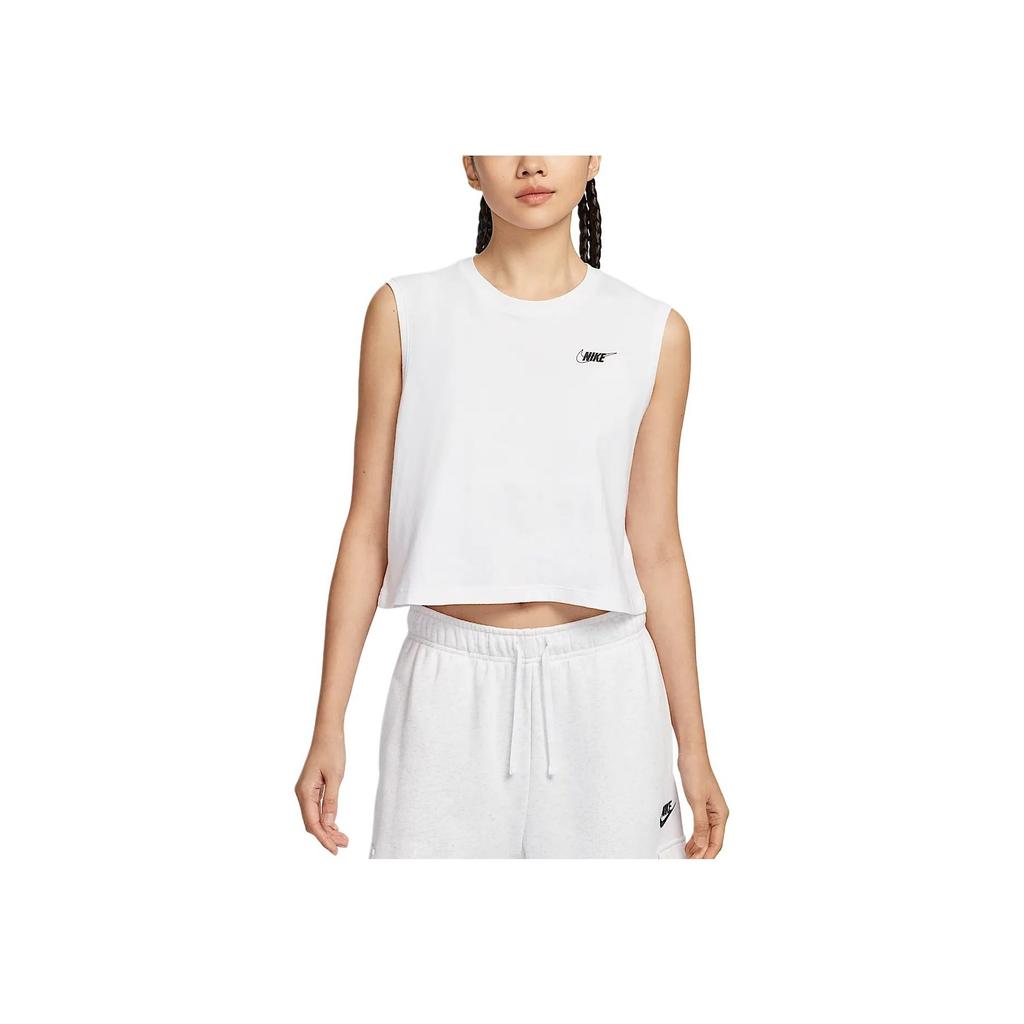 Nike Sportswear Club Fashion Versatile Casual Comfortable Sleeveless SS25 T-Shirt Women Tops White HF9532-100