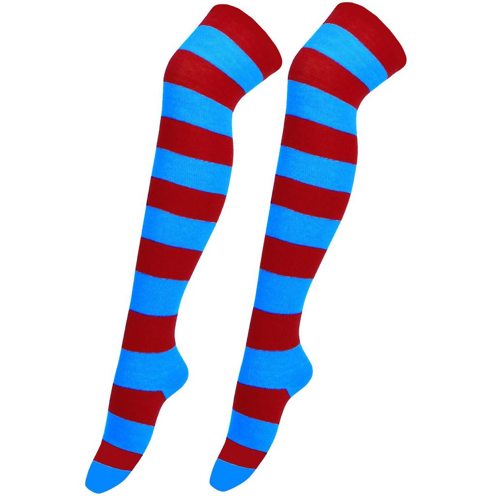 Women's Zebra Striped Thigh-High Socks: Japanese & Korean Style Over-the-Knee Halloween Cosplay Performance.