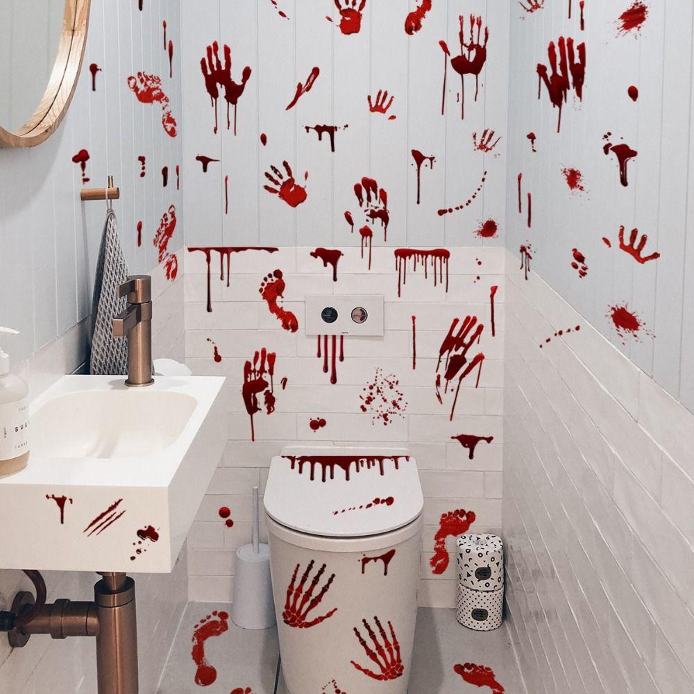 Self-paste Ghost Wall Sticker Waterproof Bloody Hand Decal  Party Decor