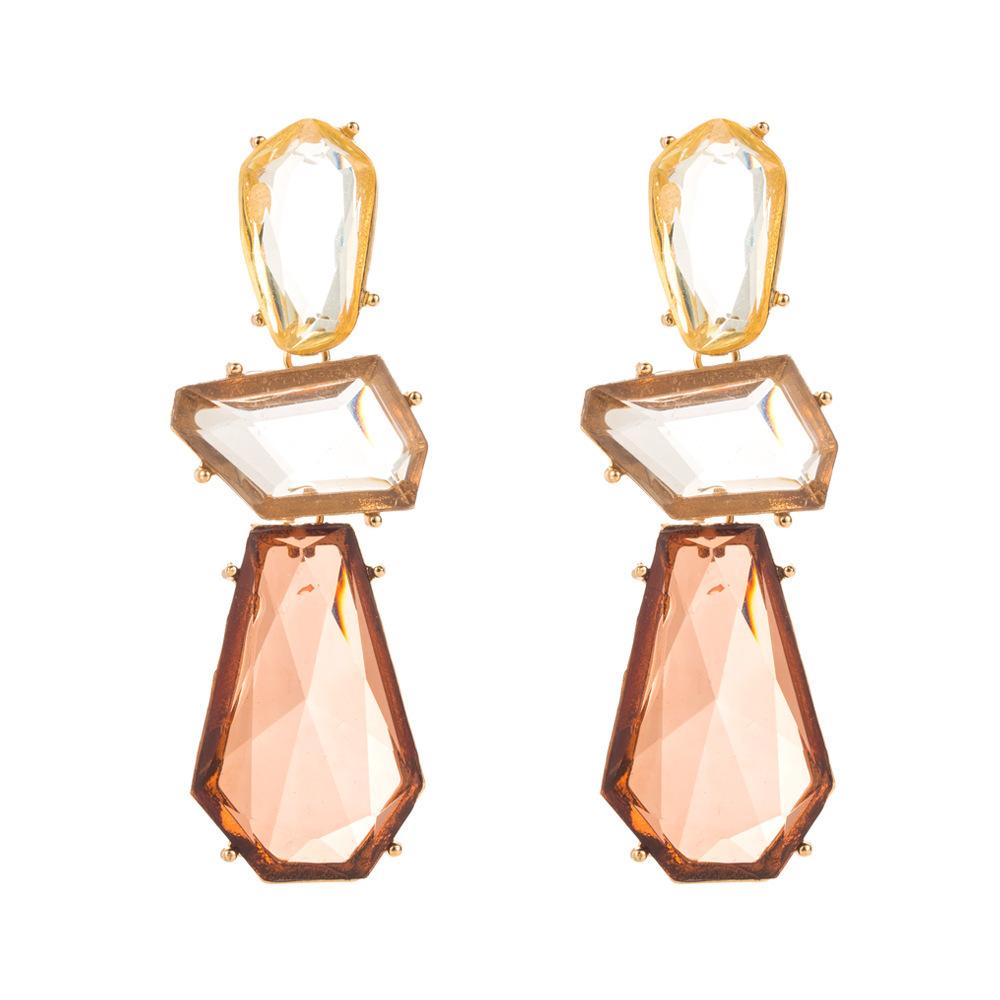 Irregular Geometric Polygon Earrings, with Exaggerated and Long Design, Multi-layered Alloy Resin Ear Accessories