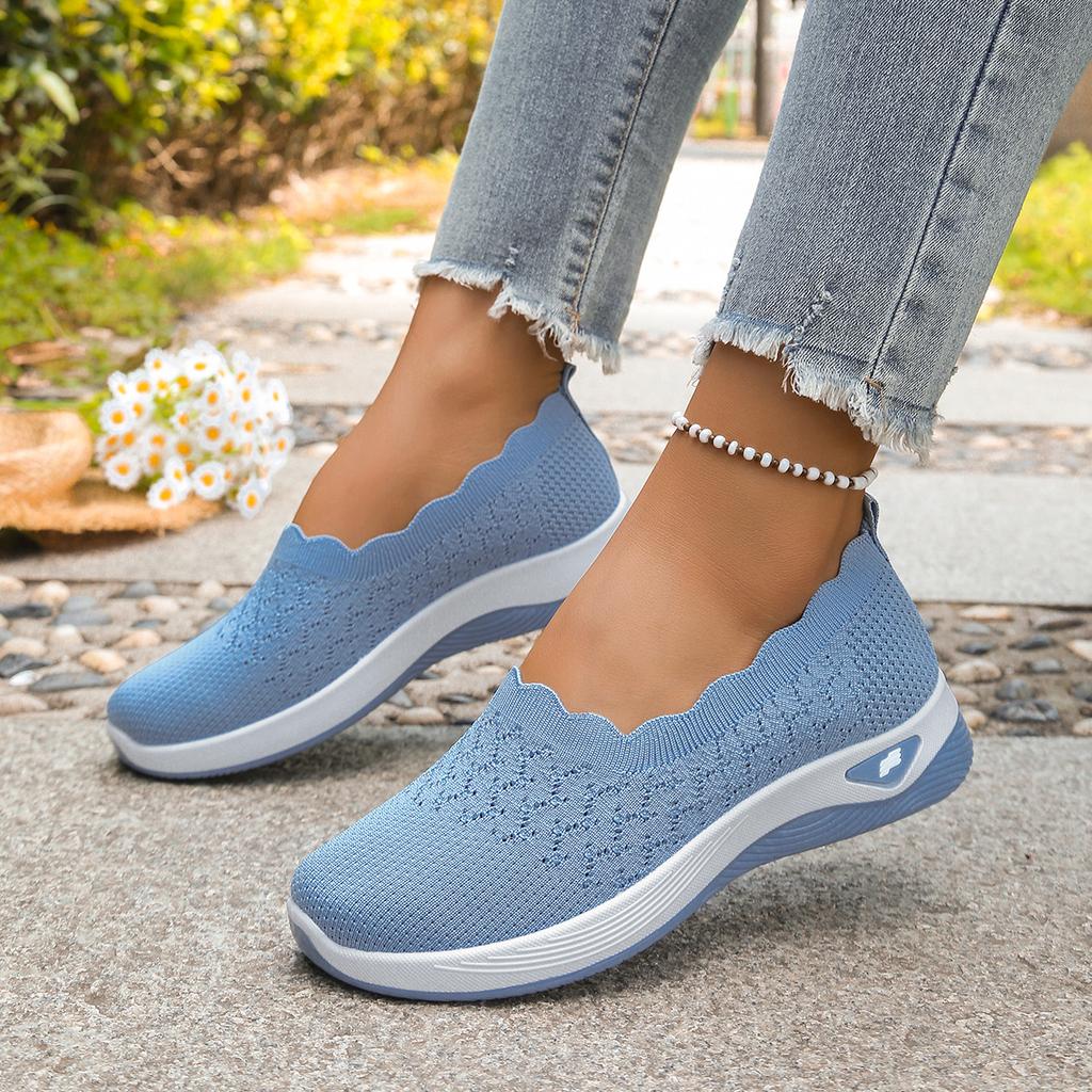Women Shoes Orthopedic Knit Walking Shoes Breathable Slip-On Loafers Soft Non-Slip Wedge Sneakers Comfortable Casual Footwear