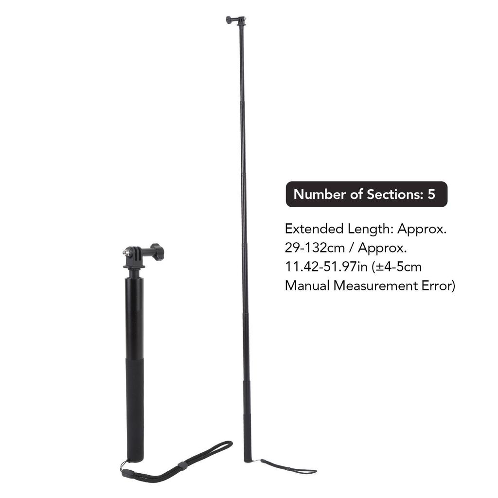 1,3 Metra Niewidzialny Selfie Stick do Kamery Akcji X4 X3 Aluminiowy Rozsuwany Kij do Selfie z Interfejsem Głowicy Kulowej Śruba 1/4 Cala