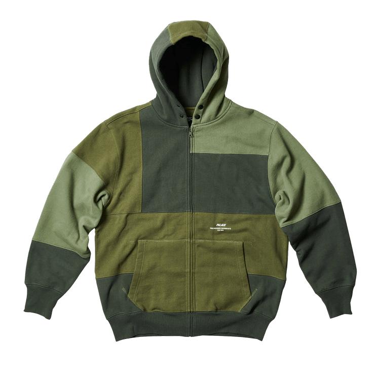 Palace X Engineered Garments Heavy Patchwork Zip Hood Olive Men Outerwear Green P23CS190