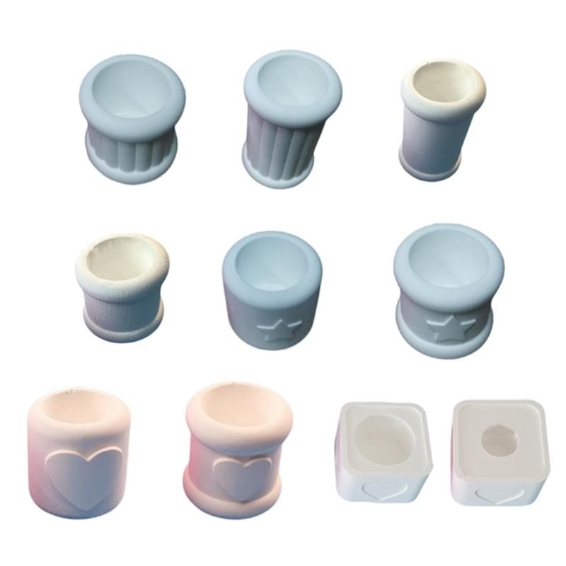 3D Cylinder Świecznik Silikonowy Forma Ręcznie Robione Formy Do Świeczników Tealight Mydło Glina Forma Do Tworzenia Dekoracji Weselnych Domu