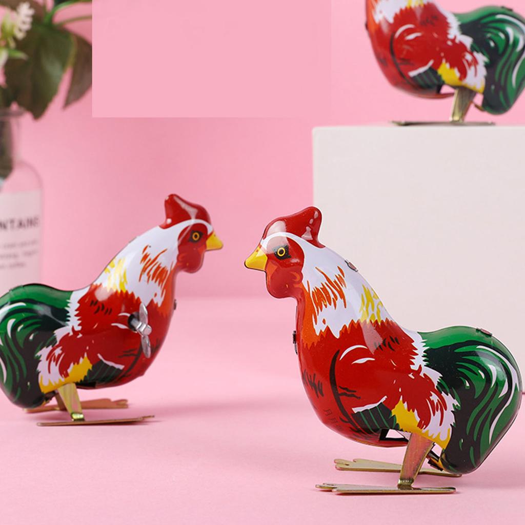 Jucărie retro de cocoș drăguț cu vânt mecanic, pui săritor, jucărie, cocoș săritor