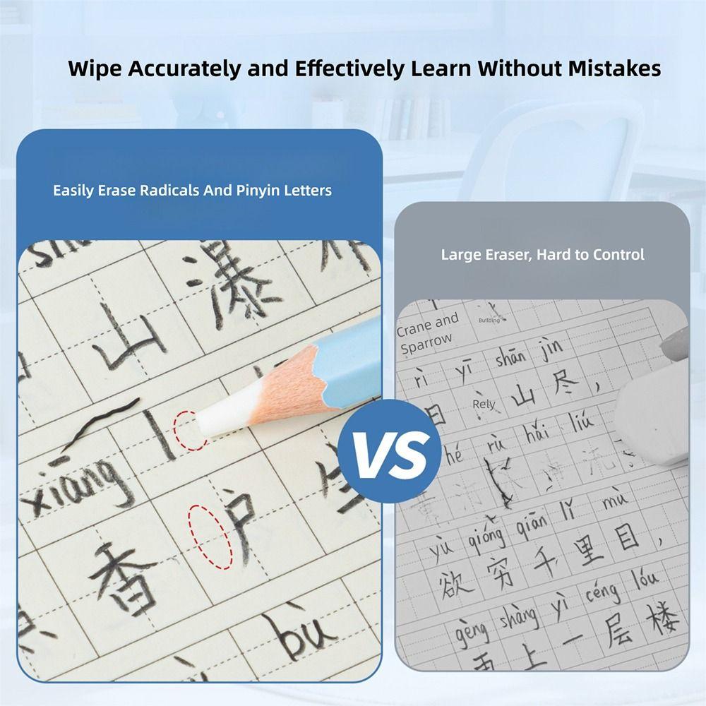 6PCS/Set Pencil Shape Eraser Without Leaving Marks Rubber Eraser Pencil Erasers  for Office School
