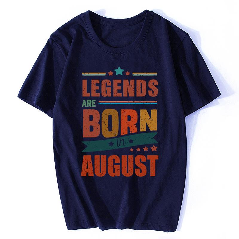 Unisex Cotton Tshirt Legends Are Born In August Tshirt Birthday Gift Clothing Vintage Graphic T Shirt Unisex Tops Fitness Tees