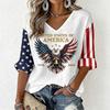 Fashion Women's V-Neck Short Sleeve 3D Casual Color Printing Casual Short Sleeve V-Neck T-Shirt