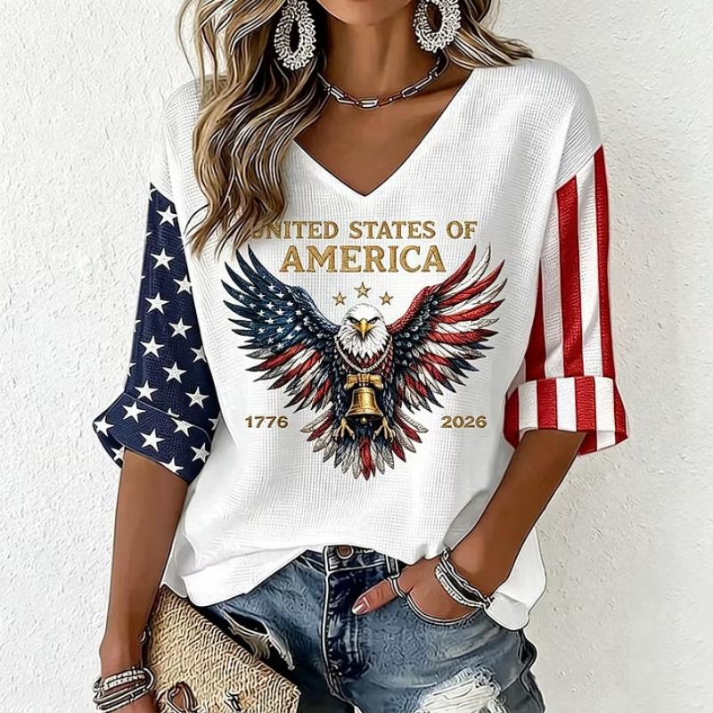 Fashion Women's V-Neck Short Sleeve 3D Casual Color Printing Casual Short Sleeve V-Neck T-Shirt
