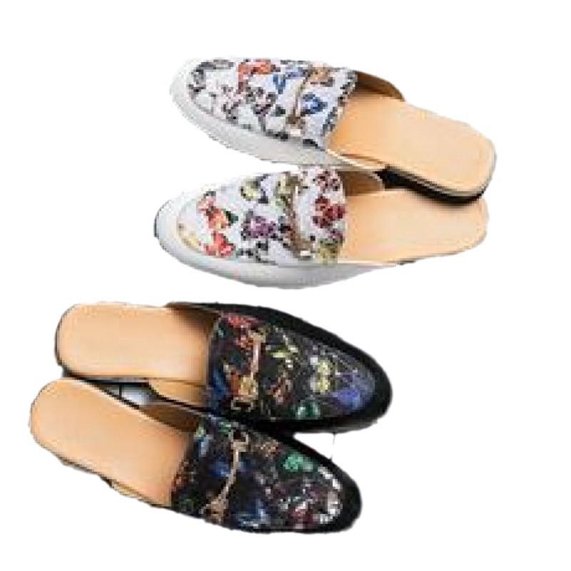 Fashion Half Slippers Autumn New Men's Shoes Fashion Trend Half Slippers Leather Shoes Without Heels Casual Slippers Lazy Shoes