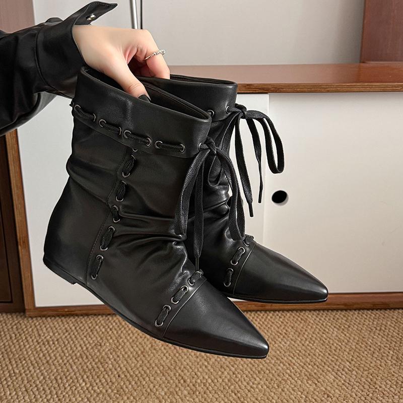 Women Flats Ankle Boots New 2025 Winter Trend Shoes Casual Party Pointed Toe Brand Chelsea Designer Woman Zapatos Mujer