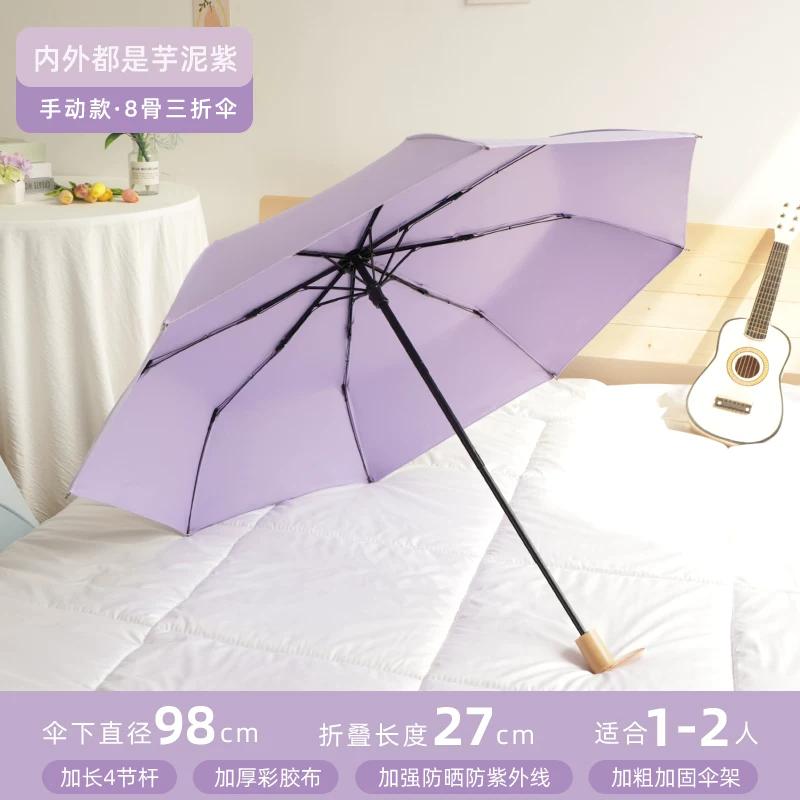 Color Plastic Automatic Foldable Compact Dual-Use Sun Umbrella