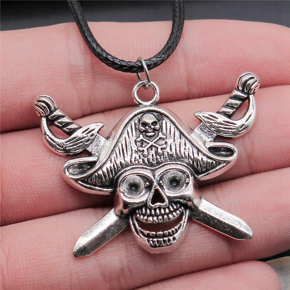 45cm Necklace Leather Chain Big Skull Halloween Kids' Jewelry Materials QN064