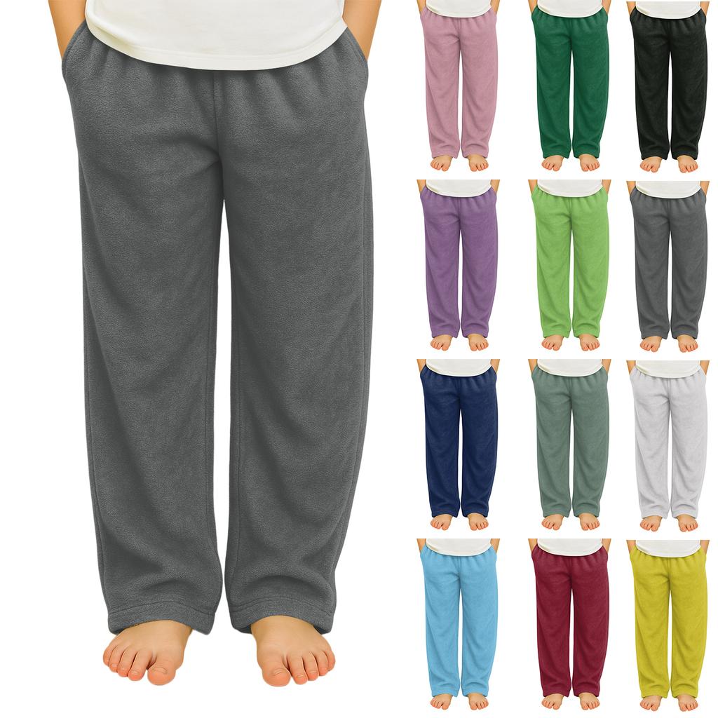Fashionable Children's Versatile Solid Color Pocket Casual Pants