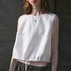 Damski letni oddychający krótki top na ramiączkach, casualowy, lniany, luźny crop top z mieszanki bawełny i lnu