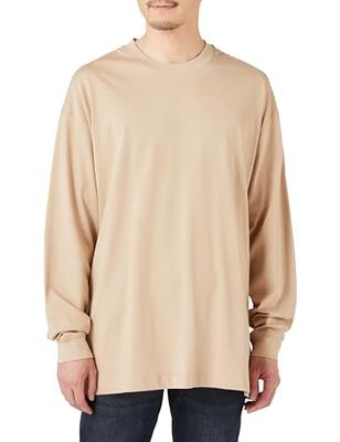 Amazon Essentials Herren 100% Bio-Baumwolle Oversized Langarm-T-Shirt, Hellbraun, Größe Klein