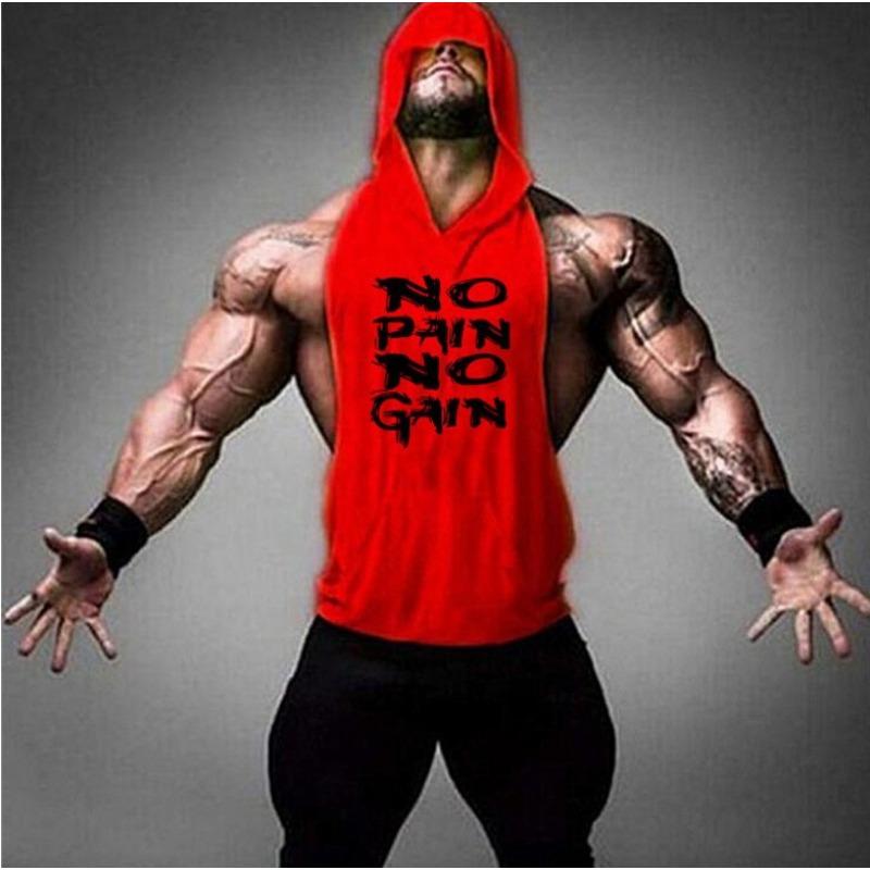 

Бодибилдинг Череп Фитнес Жилет с капюшоном Модный мужской летний жилет с капюшоном для спортзала L красный
