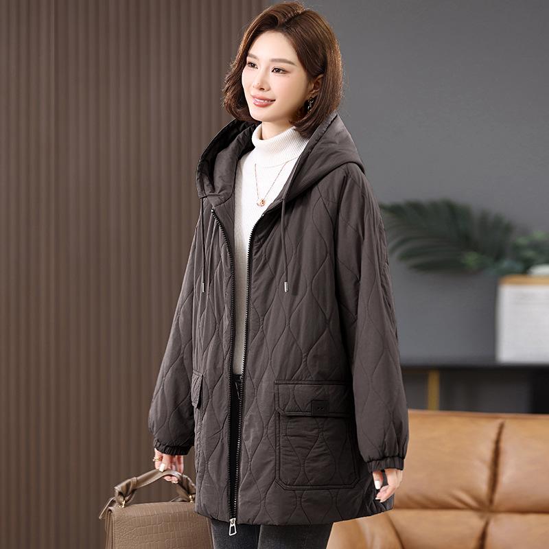 Women's 2024 Winter Fleece-Lined Thick Cotton Coat - Plus Size, Casual, Loose-Fit, Middle-Aged Style.