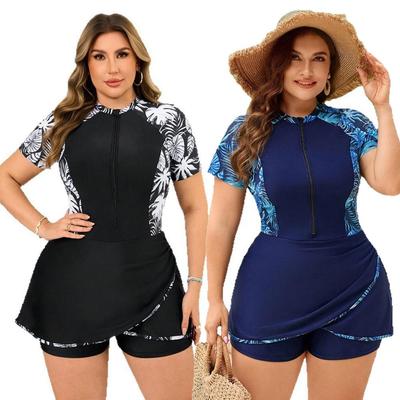 Costume da bagno Tankini da donna taglie forti a manica corta con cerniera 2026