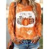 Halloween Pumpkin Digital Print Women's Long Sleeve T-Shirt, Fall