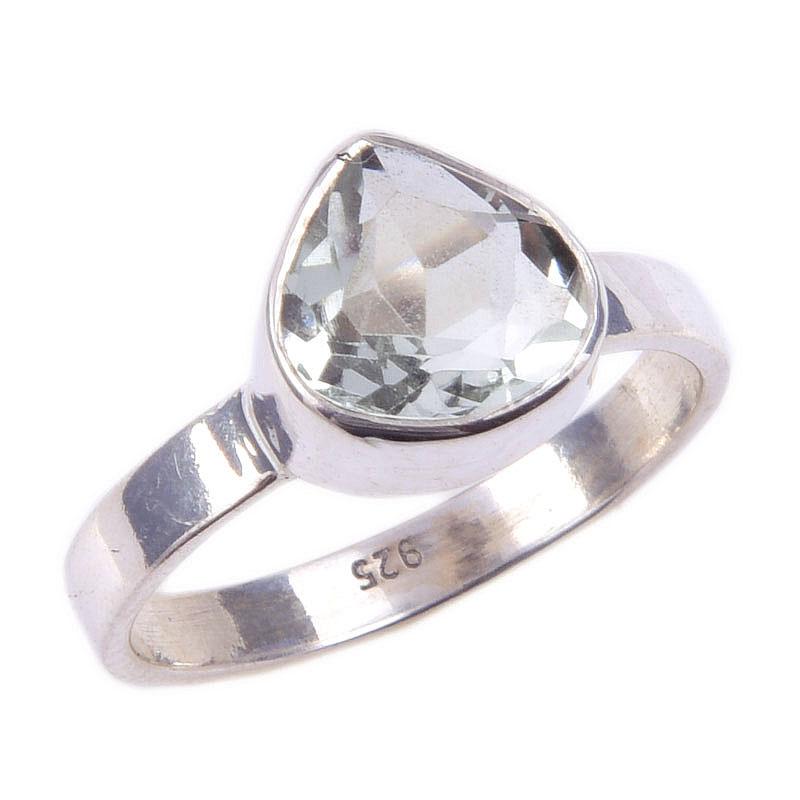 Natural Green Amethyst Gemstone Handmade 925 Solid Sterling Silver Ring S.6 r4J42