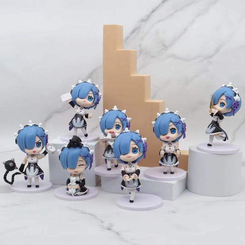 Anime Re:ZERO Kawaii girl Pajamas Figure Rem Cute Figurine Chair PVC Collection Model Toys For Birthday Gift