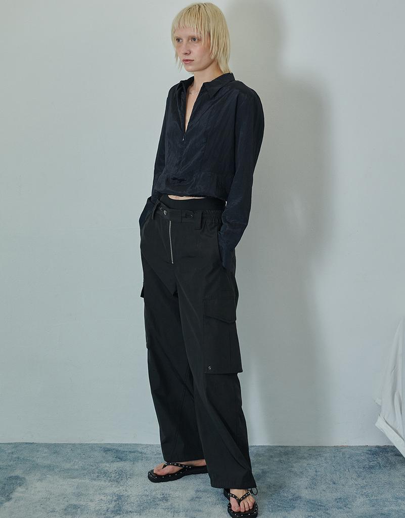 Lige Front Zip Cargo Pants Black