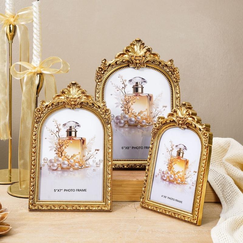 Retro Picture Frame Antique Ornate Photo Frame for Tabletop Wall Hanging Decorative Photo Frame for Home Photo Gallery