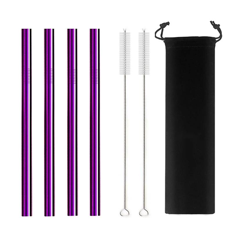 12mm Boba Metal Straw Eco-friendly 304 Stainless Steel Straws Set Reusable Drinking Straw for Bubble Tea Milkshake Bar Accessory