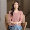 2025 Early Autumn Women's Korean V-neck Knitwear: Slimming Long Sleeve Solid Color Short Sweater