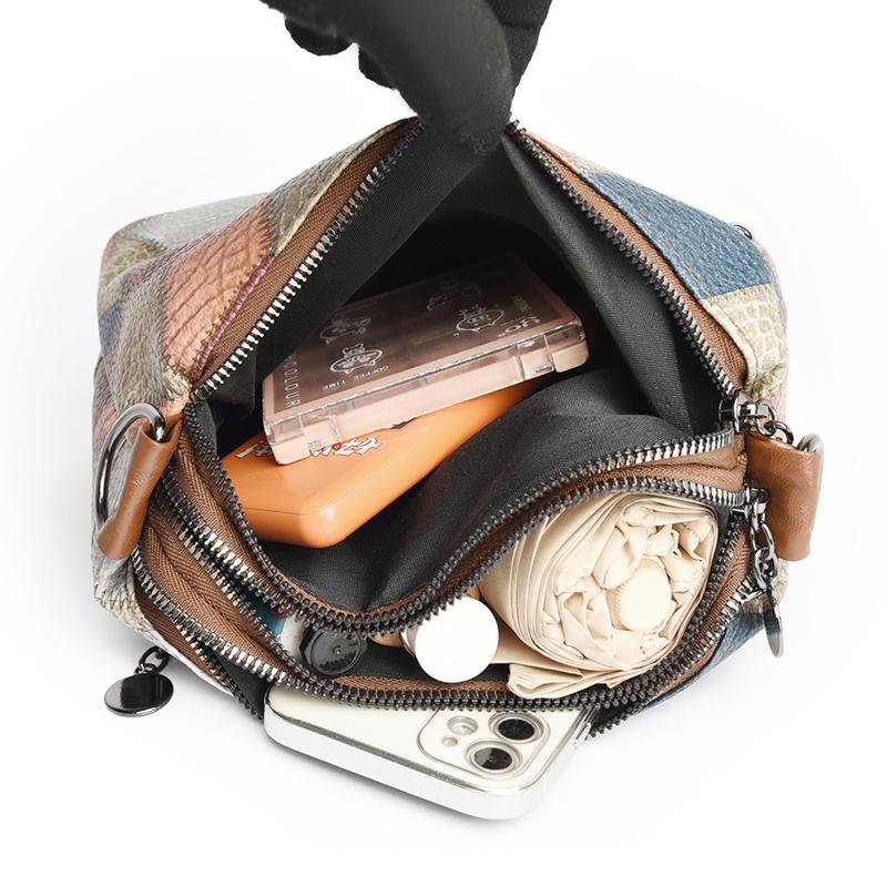 Vintage Contrast Color Bag Middle-Aged and Elderly Mother's Bag Mobile Phone Coin Purse Women's Crossbody Bag