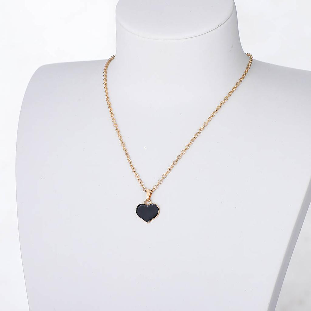 Card Necklace Color Glazed Love Peach Heart Pendant Alloy Clavicle Chain